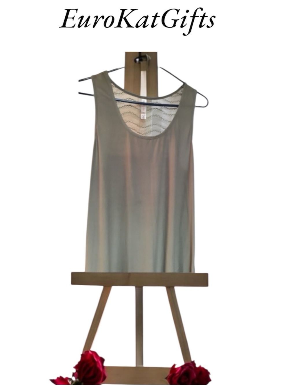 Gilligan & O’Malley Sage Green Tank Tee Top Dress silky Lace detail - like new
